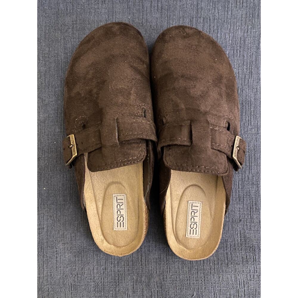 Esprit Womens Sally Slip On Faux Suede Mules Clogs Chestnut Size 10 L